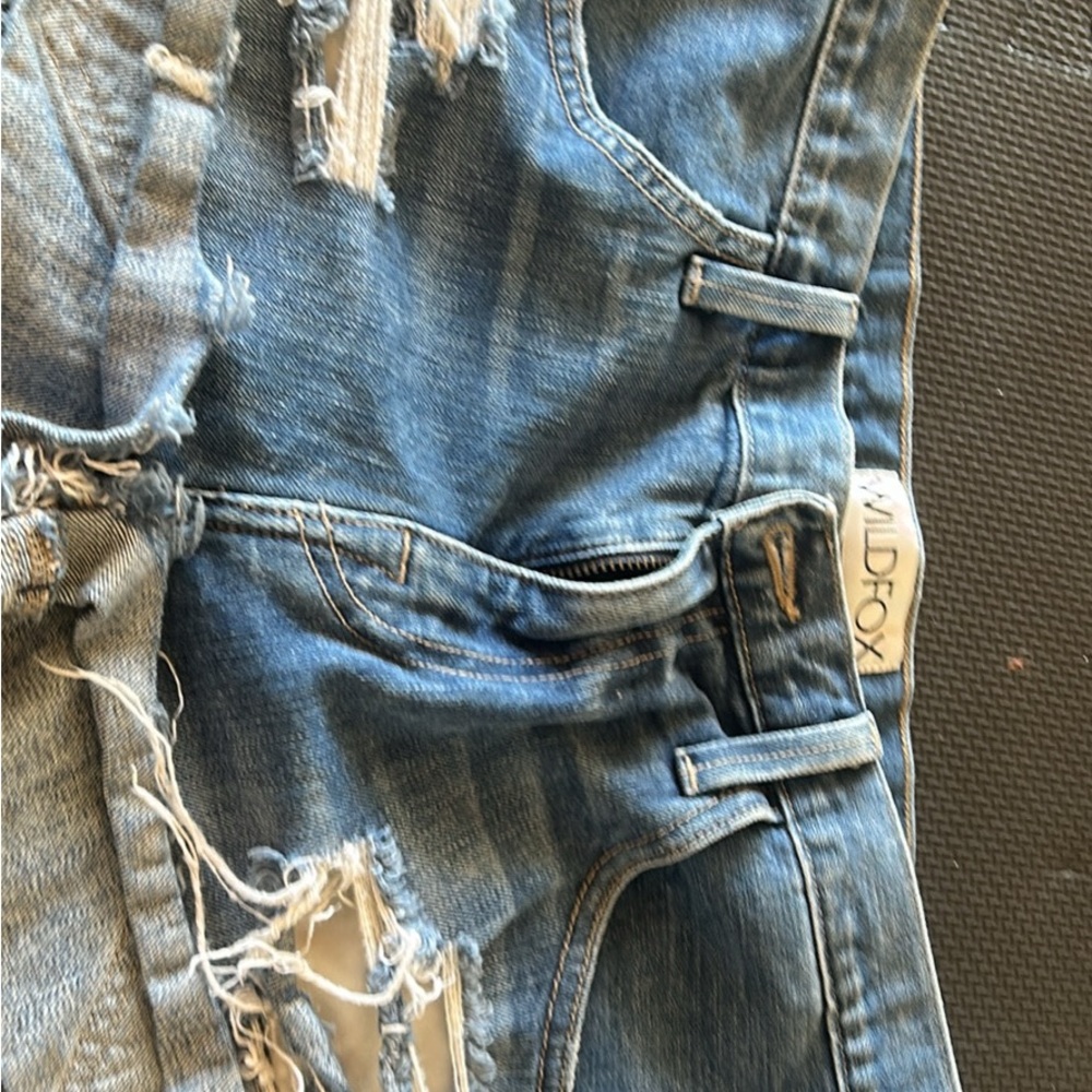 Wildfox Blue Distressed Denim Shorts